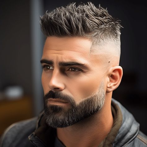 Bald Fade Haircut Men, Haircut Styles Men, Hairstyles Spiky, Bart Styles, Very Short Hair Men, Men Fade Haircut Short, Short Hair With Beard, Beard And Mustache Styles, Short Fade Haircut