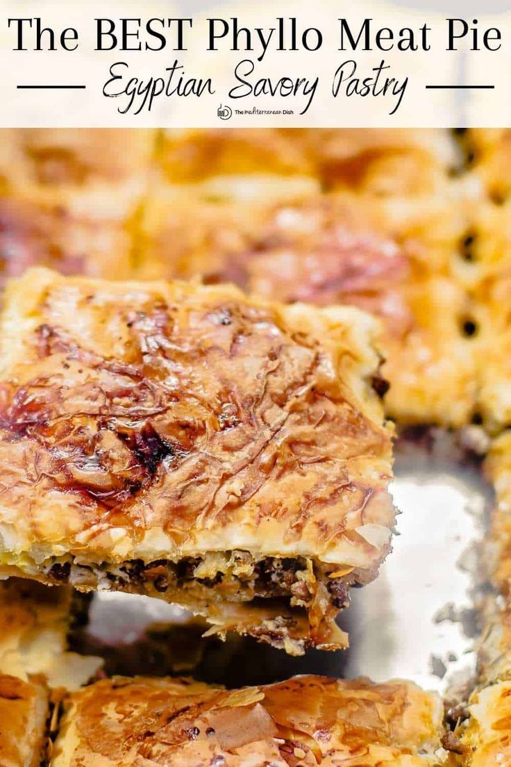 the best phyllo meat pie recipe is made with eggplant, savory pastry and pecans