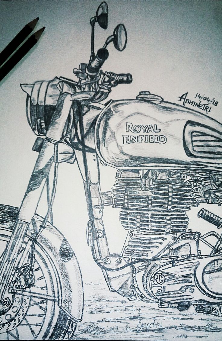 a drawing of a royal enfield motorcycle