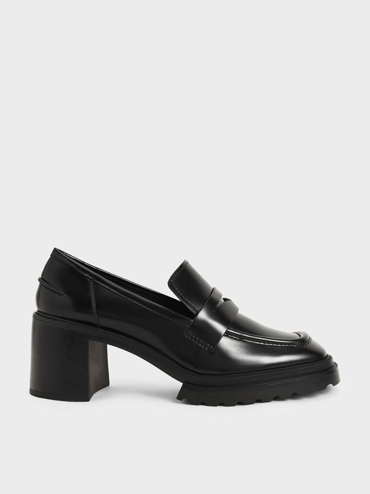 Black Penny Loafer Pumps Loafer Pumps Outfit, Pumps Outfit, Loafer Pumps, Work Fits, Kids Belt, Online Shopping Shoes, Professional Wardrobe, Closed Toe Shoes, Faux Leather Heels