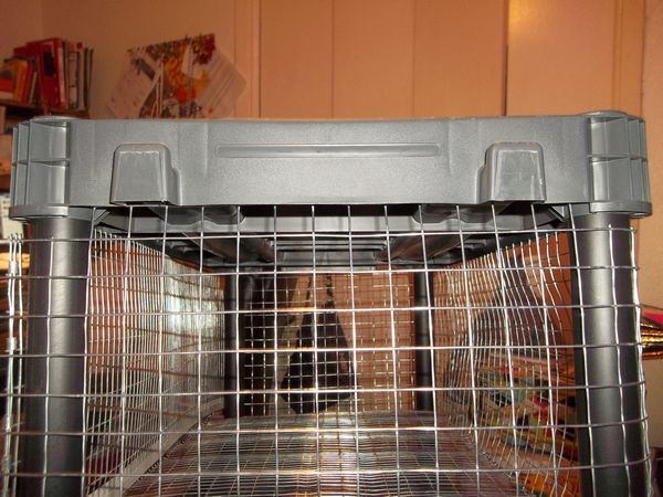 there is a cage that has some food in it