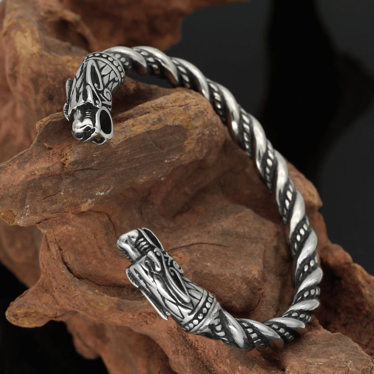 * Note: Back order, need at least 14 working days crafting time Fierce, fiery and fantastical, our dragon... Viking Arm Rings, Nordic Culture, Biker Bracelet, Viking Dragon, Bracelets Chain, Nordic Vikings, Dragon Bracelet, Viking Bracelet, Goth Jewelry