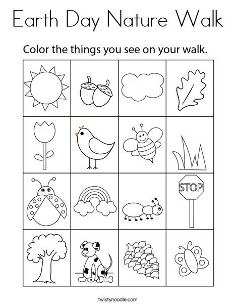 an earth day nature walk activity sheet with pictures and words to help kids learn how to draw