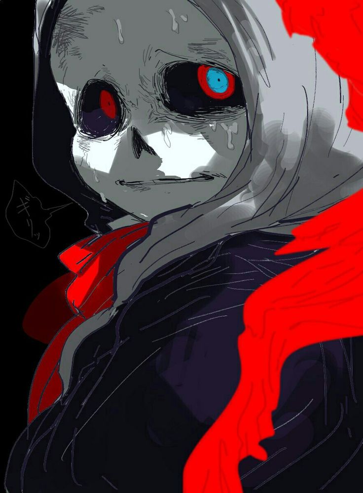 an anime character with red eyes wearing a hoodie