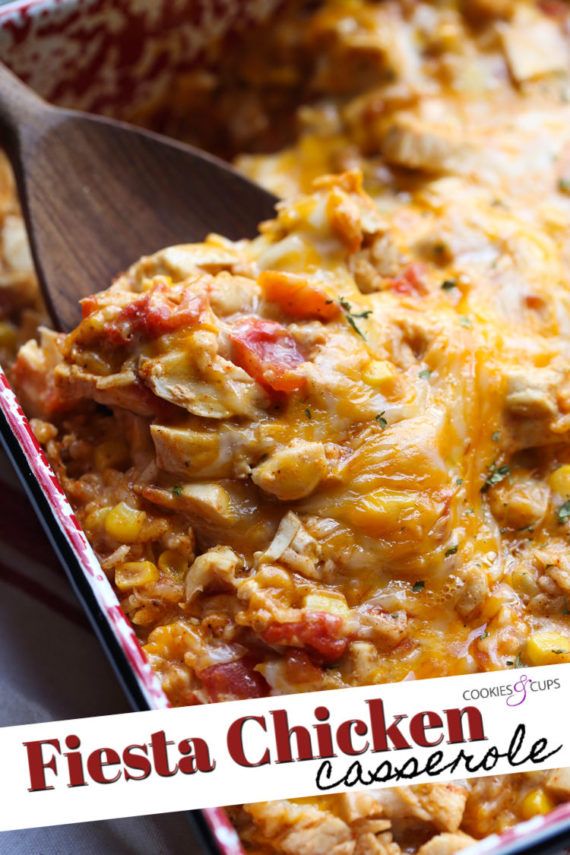 a casserole dish filled with chicken and vegetables