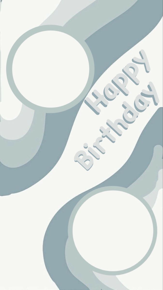 a birthday card with the words happy birthday written in white and blue on grey background