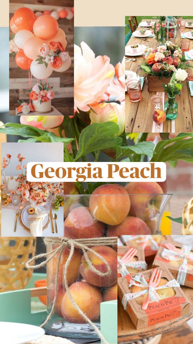 a collage of peaches and flowers with the words georgia peach