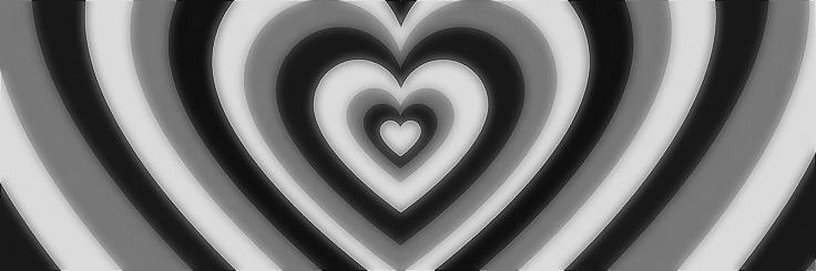 black and white heart shapes are arranged in the shape of an abstract background with stripes