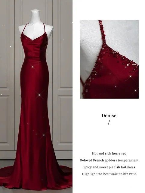 This elegant Red Dress is perfect for making a statement at any special occasion Elegant Dark Red Prom Dress, Red Elegant Bridesmaid Dresses, Red Evening Gowns Elegant Classy, Dark Red Vintage Prom Dress, Burgundy Ball Dress, Wine Red Dress Formal, Crimson Dress Formal, Old Hollywood Prom Dresses Red, Wine Red Evening Gown