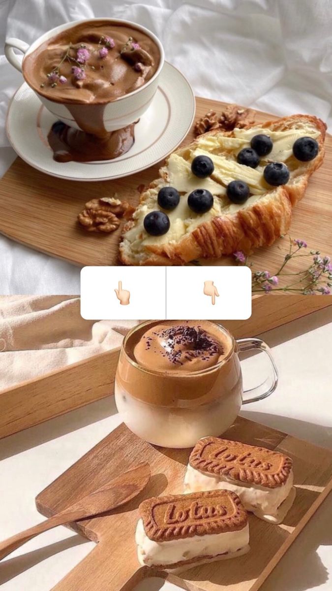 there are two pictures with different food items on the same plate and one has blueberries in it