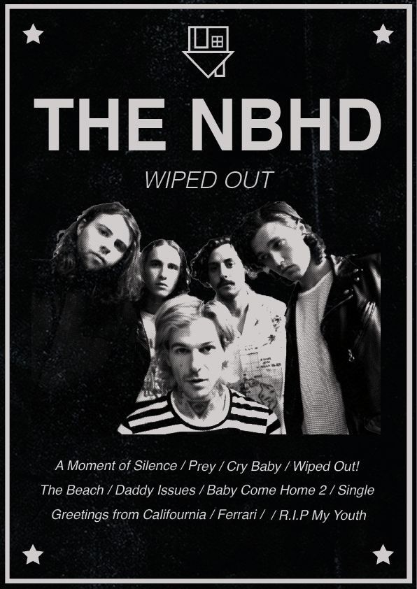 the nbhdd album cover with an image of four people in black and white