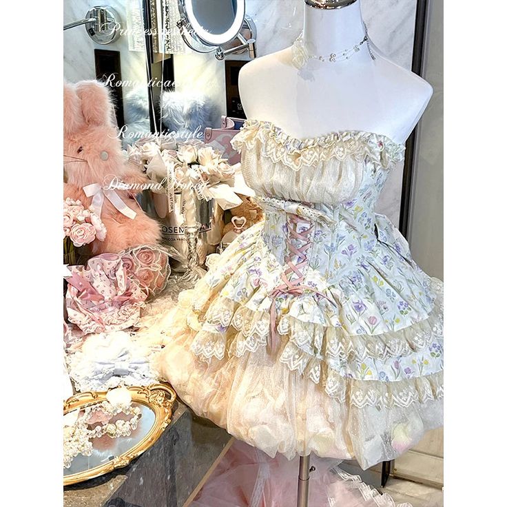 43211348213807|43211348246575|43211348279343|43211348312111 Summer Fairy, Lace Strapless, Sweet Floral, Sweet Lolita, Feminine Look, Lolita Dress, Mini Dress Party, Floral Lace, Set Dress