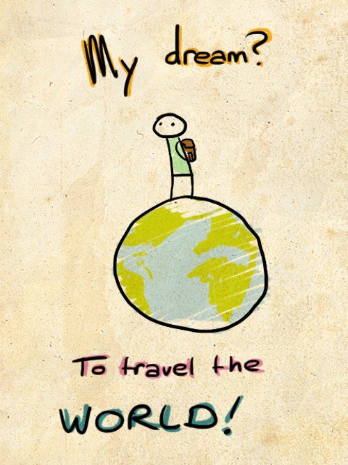 a drawing with the words my dream to travel the world