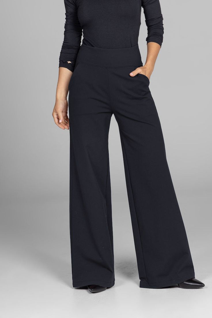 grace wide leg pants - black