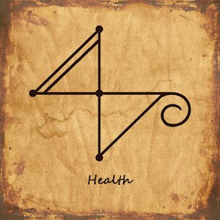 the symbol for health on an old piece of paper with writing below it that reads,