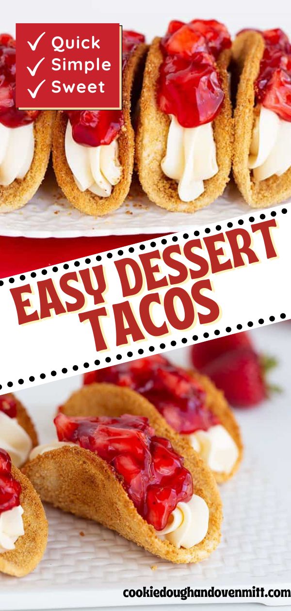 easy dessert tacos with cream cheese and strawberries on top are the perfect appetizer for any special occasion