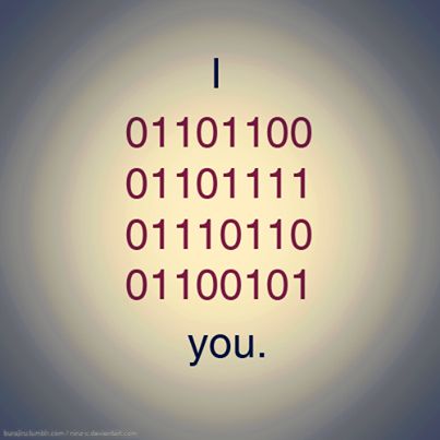 the words i love you are written in red and black on a gray background with an image of a computer code