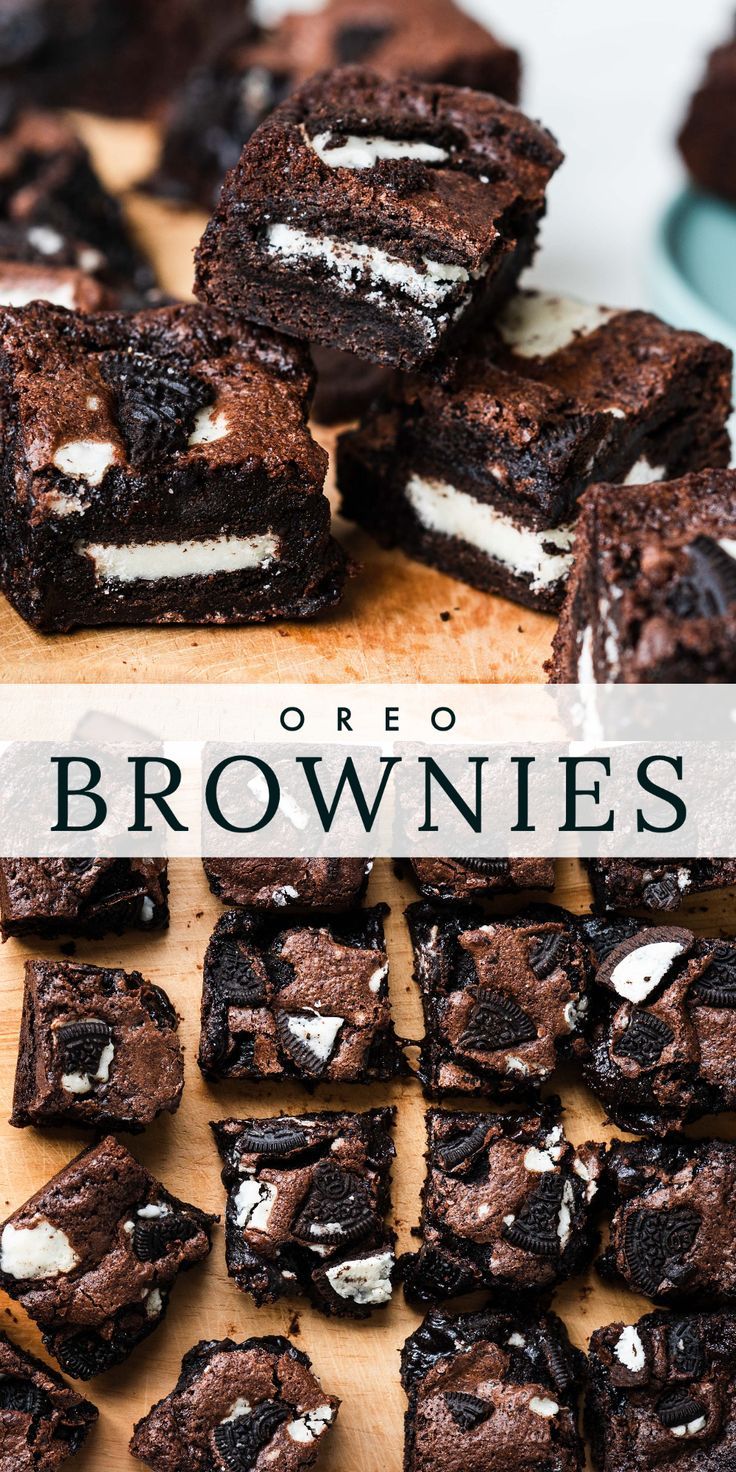 A collection of Oreo Brownies Types Of Brownies Recipe, What To Make With Stale Oreos, Oreo Biscuit Cake Recipe, Food Obsession Recipes, Baking Recipes Oreo, Brownie Types, Oreo Baking, Brownie And Ice Cream, Oreo Brownies Recipe