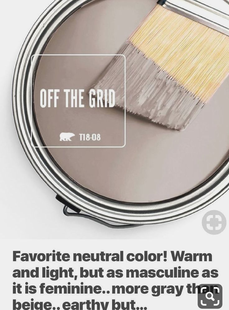 a paint can with the words off the grid on it and an image of a brush