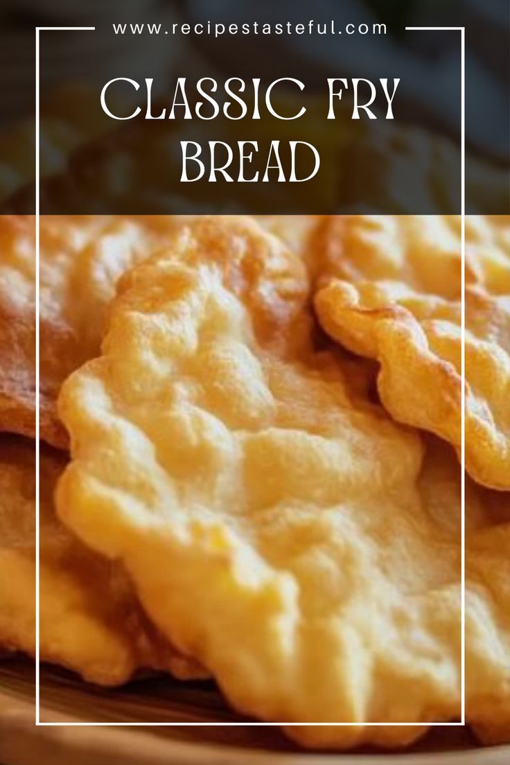 a close up of food on a plate with the words classic fry bread above it