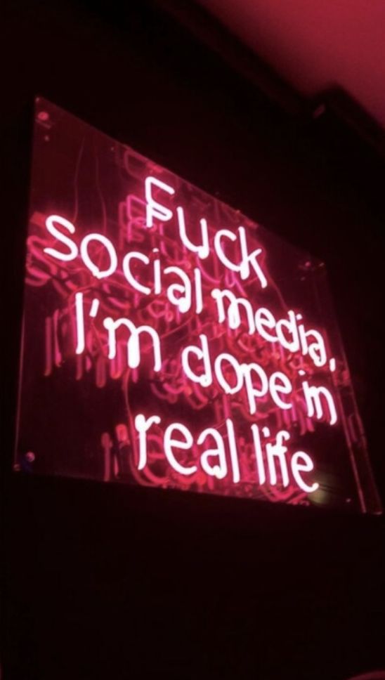 a neon sign that says flick social media i'm dope in real life