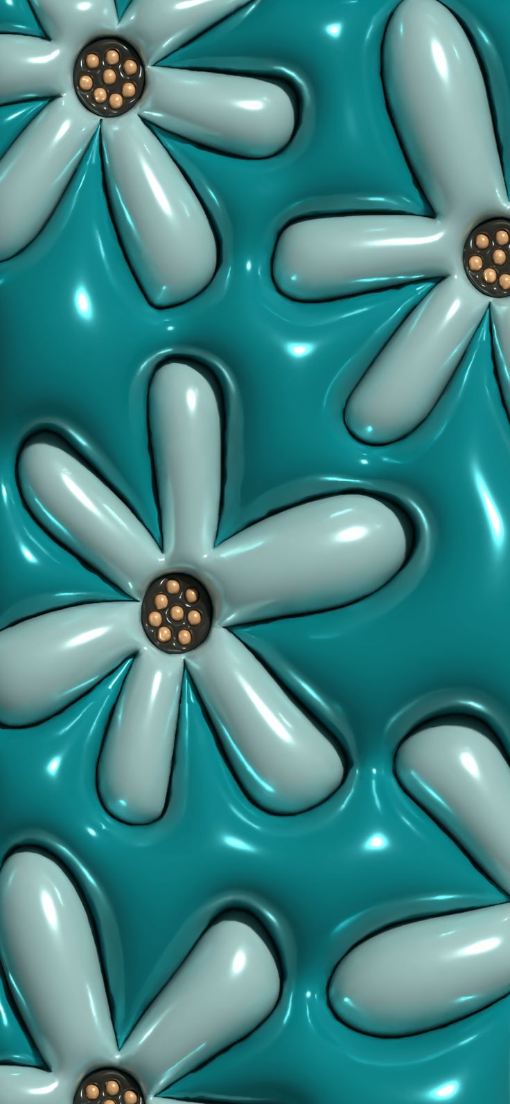 an image of some white flowers in the water with brown dots on it's petals