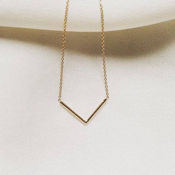 14k Chevron Necklace, 14k V Shape Necklace, 14k V Necklace, 14k Layer Necklace, 14k Layering Necklac 14k Yellow Gold Bar Necklace With Delicate Chain, Formal White Gold 14k Charm Necklaces, Modern Gold Necklaces For Anniversary, Minimalist Formal Charm Necklace With Clavicle Style, Minimalist Formal Charm Necklace With Clavicle Chain, Minimalist Clavicle Chain Charm Necklace For Formal Occasions, Dainty Rose Gold Necklace For Formal Occasions, Simple Rose Gold 14k Gold Jewelry, Dainty Yellow Gold Jewelry With Simple Design