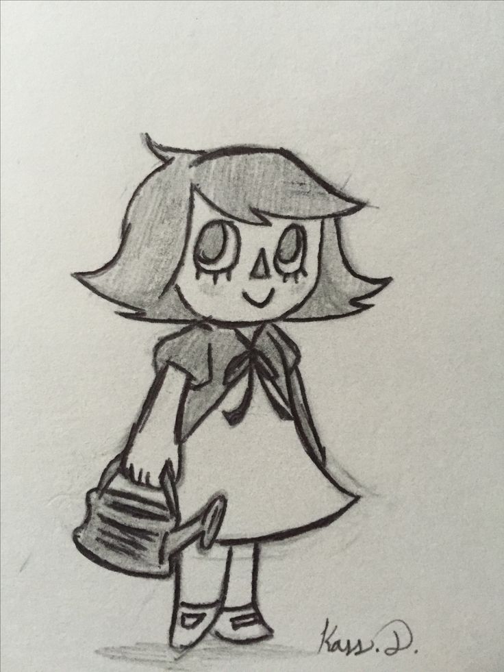 a drawing of a girl holding a purse