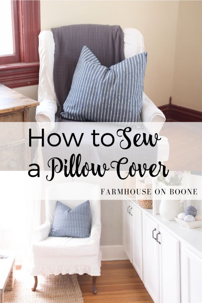 how to sew a pillow cover from farmhouse on bone with text overlay reading how to sew a pillow cover