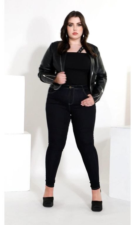 Cropped Biker Jacket - black Cropped Biker Jacket, Faux Leather Jacket, City Chic, Faux Leather Jackets, Biker Jacket, Jeans Shop, Wardrobe Staples, Everyday Fashion, Plus Size Fashion