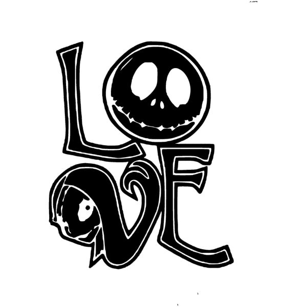 the word love with a skeleton face on it