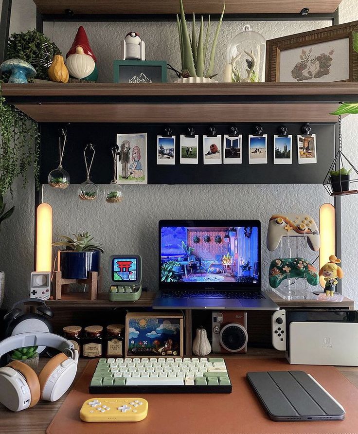 a desktop computer sitting on top of a wooden desk