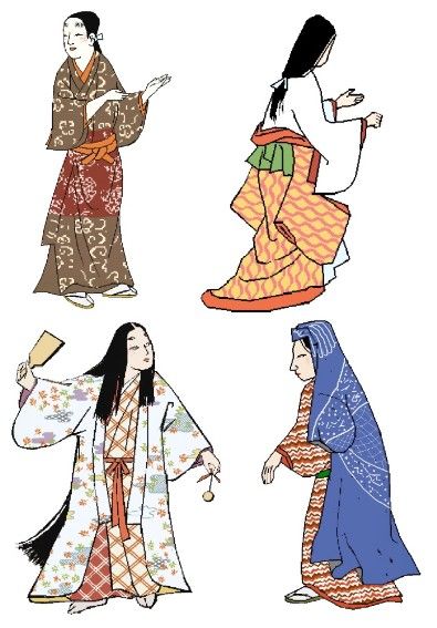 four women dressed in traditional japanese clothing