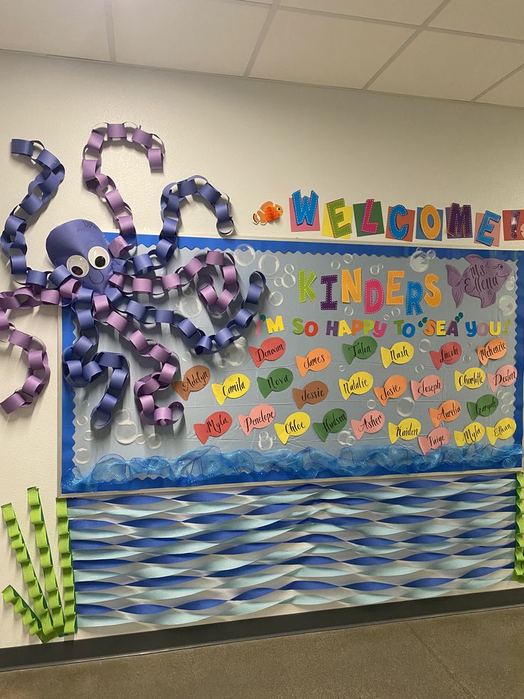 a bulletin board with an octopus on it