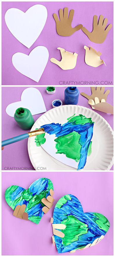 Handprint Earth Day Craft for kids to make! | CraftyMorning.com Handprint Earth, How To Make Earth, April Preschool, Earth Day Craft, Earth Painting, Craft Heart, April Activities, Earth Day Projects, April Crafts