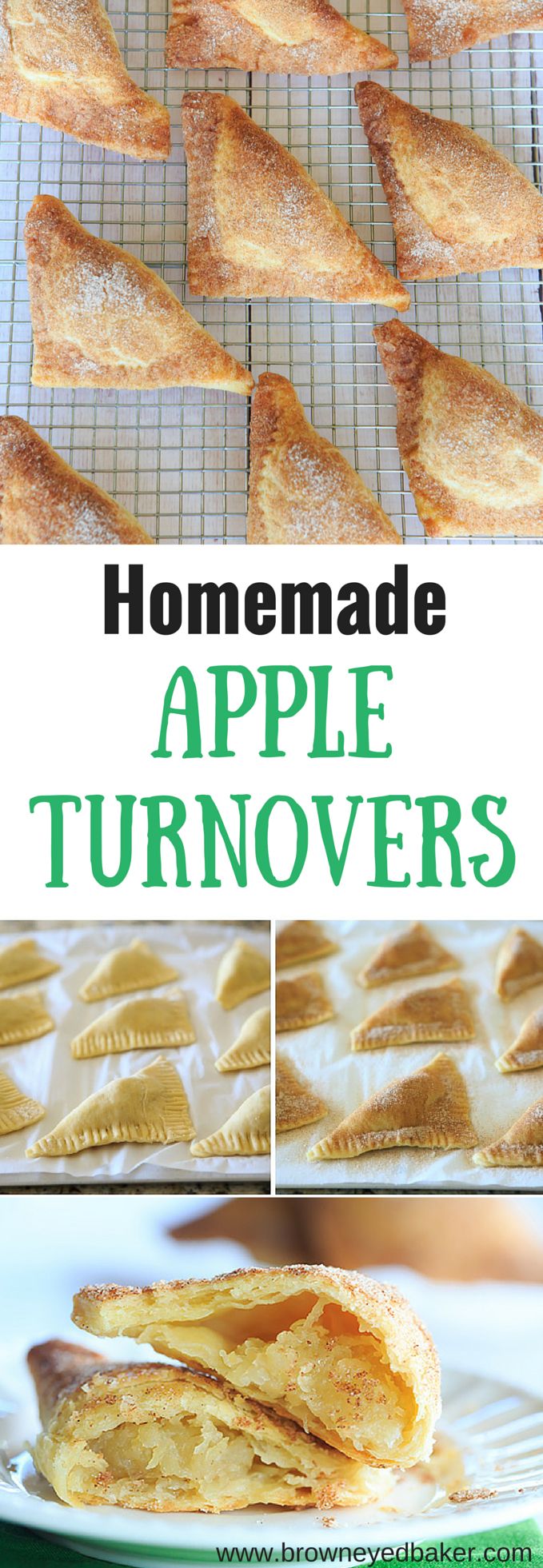 homemade apple turnovers on a cooling rack with the words homemade apple turnovers above them