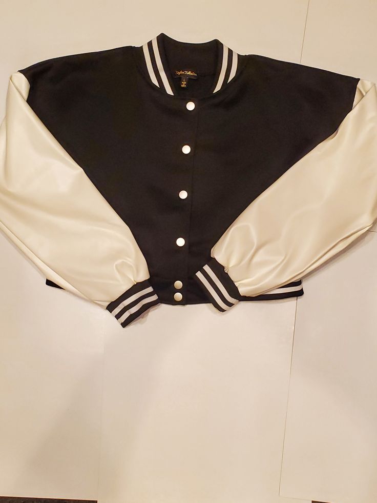 Vibe Check Long Sleeves Short Cut Jacket with front buttons. Has white and black trim around the bottom of the sleeves. Check Jacket, Vibe Check, Checked Jacket, Short Cut, Formal Attire, Short Cuts, Black Trim, Wedding Attire, Kids Accessories