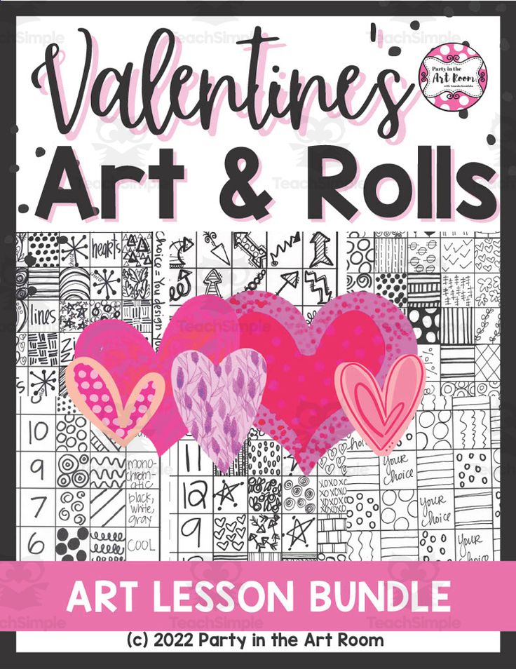 valentine's art and rolls lesson bundle for kids to learn how to draw hearts