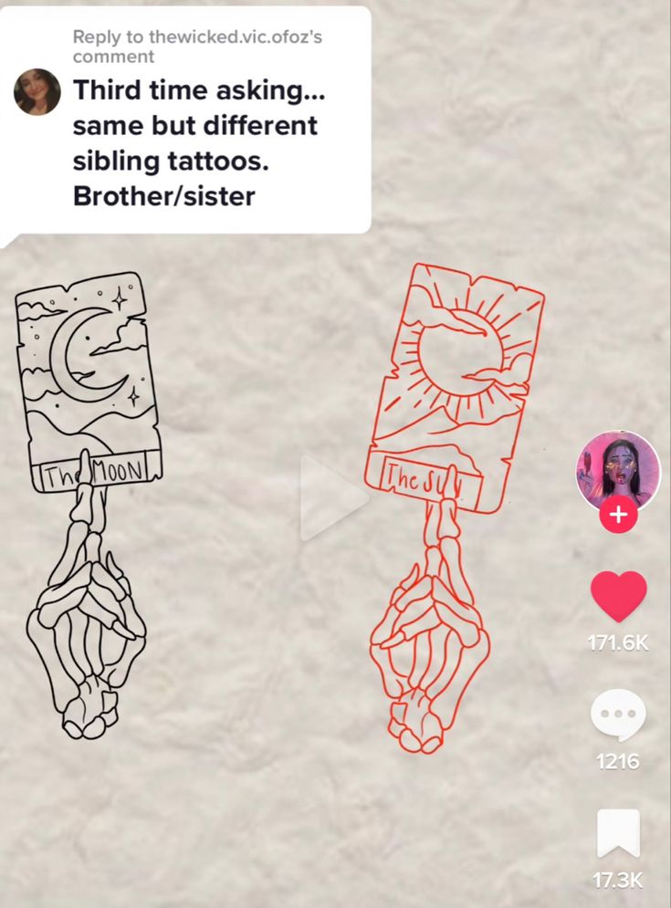 an image of someone's facebook page with the caption that reads, third time asking same but different sibling tattoos brother / sister