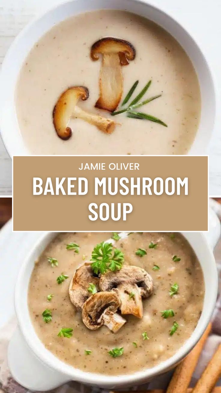 Jamie Olivers Baked Mushroom Soup Easy Mushroom Soup, Homemade Mushroom Soup, Vegan Mushroom Soup, Mushroom Soup Recipe, Creamy Mushroom Soup, Mushroom Soup Recipes, Cream Of Mushroom Soup, Cream Of Mushroom, Low Carb Soup