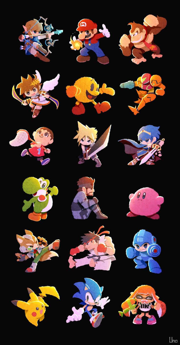 an image of some cartoon characters on a black background