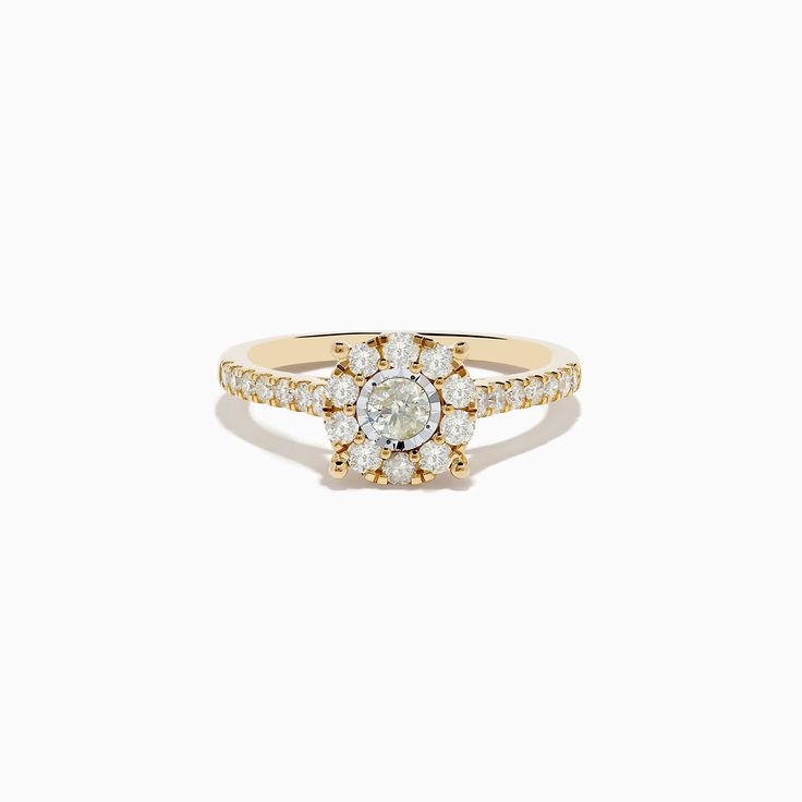 Effy Duo 14K Yellow and White Gold Diamond Cluster Ring 0.73 TCW Heirloom 14k Gold Cluster Ring In Diamond White, 14k Gold Halo Cluster Promise Ring, Heirloom 14k Gold Halo Ring With Round Cut, Yellow Gold 14k Cluster Ring With Center Stone, Yellow Gold Diamond Halo Ring Stamped 14k, 14k Gold Cluster Ring With Halo Design For Promise, 14k Gold Halo Design Cluster Promise Ring, Heirloom 14k Gold Cluster Ring With Round Cut, 14k White Gold Diamond Ring With Halo