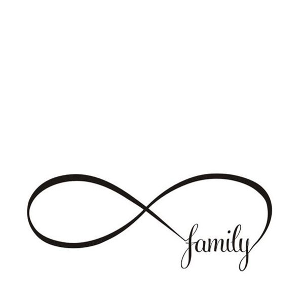 the word family written in cursive writing on a white background with an infinite symbol