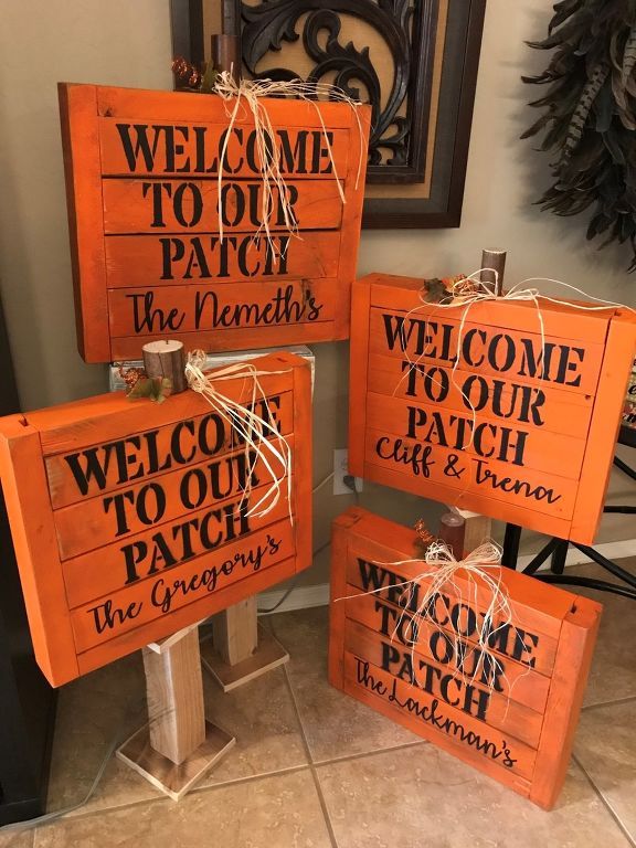 three wooden signs that say welcome to our guests