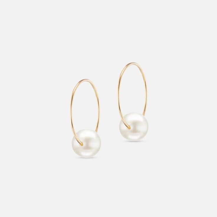 The Gild The Small Floating Pearl Hoop - At Present Jewelry Minimalist Hoop Pearl Earrings For Formal Occasions, Minimalist Yellow Gold Pearl Earrings, Formal Minimalist Hoop Pearl Earrings, Modern Hoop Earrings With Pearl Charm, Minimalist Small Hoop Yellow Gold Pearl Earrings, Minimalist Yellow Gold Hoop Earrings With Pearl Charm, Minimalist Yellow Gold Pearl Hoop Earrings, Minimalist Yellow Gold Small Hoop Pearl Earrings, Minimalist Yellow Gold Pearl Charm Earrings