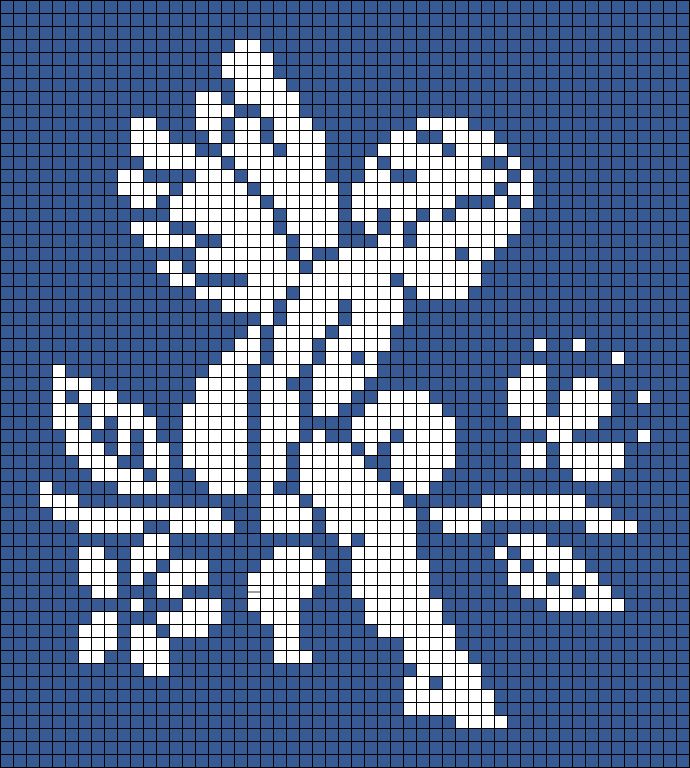 a cross stitch pattern with an image of sonic the hedgehog in white on a blue background