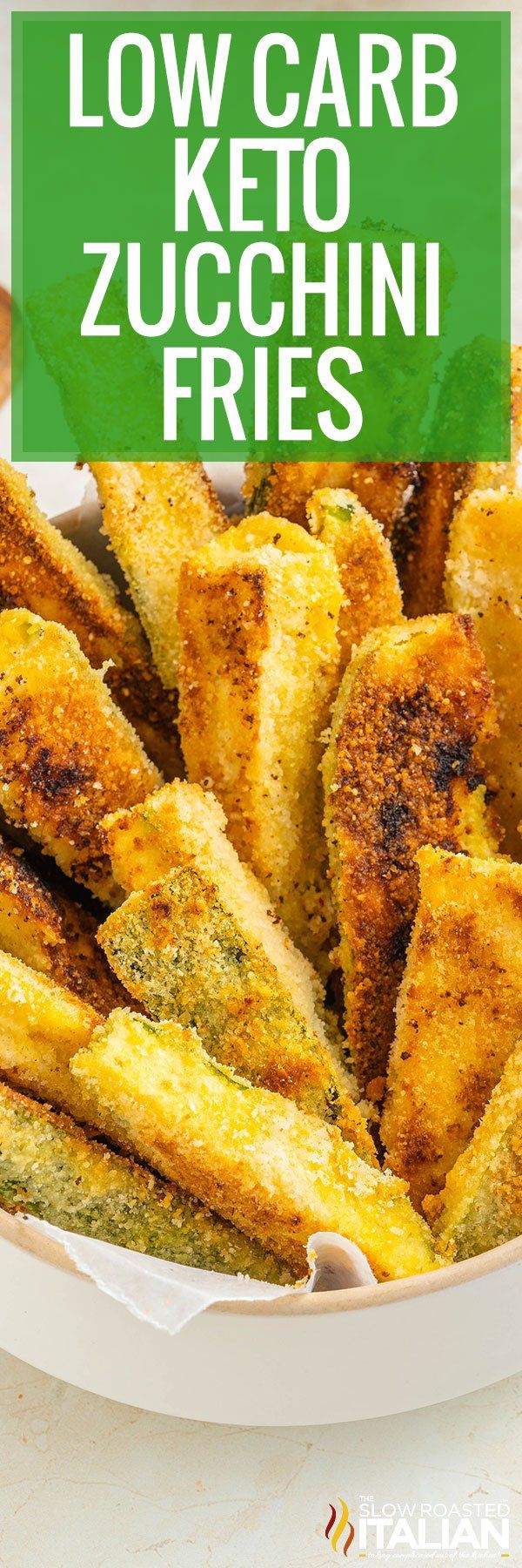 low carb keto zucchini fries in a bowl