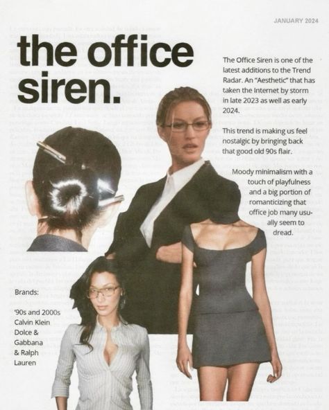 an advertisement for the office shows two women in business attire and one is wearing glasses