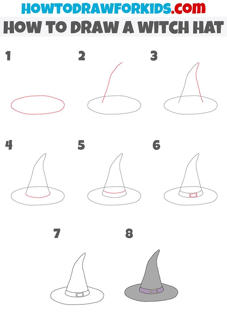 how to draw a witch hat step by step instructions for kids and adults in easy steps