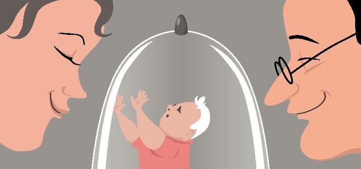 a man holding a baby in front of a mirror looking at it's reflection